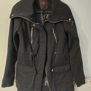 Women’s Black Yoki Winter Jacket with 4 pockets, Zip Up with snaps size S